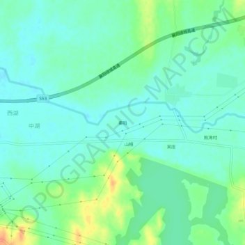 Topografische Karte 秦咀, Höhe, Relief