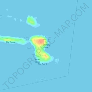 Topografische Karte Ferryland Head, Höhe, Relief
