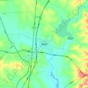 Topografische Karte 高都镇, Höhe, Relief