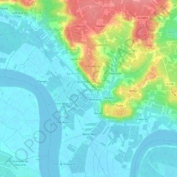 Topografische Karte La Croix Blanche, Höhe, Relief