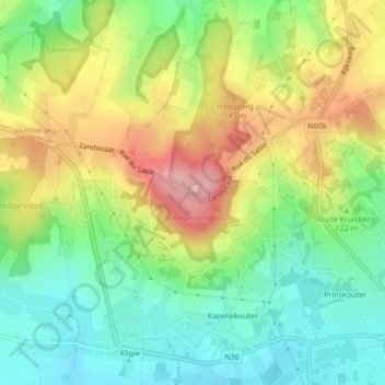 Topografische Karte Hotondberg, Höhe, Relief
