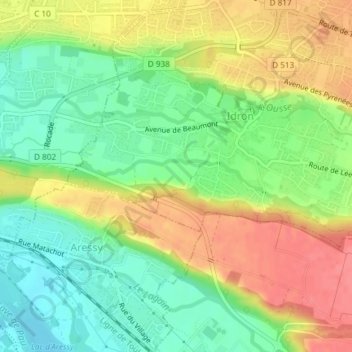 Topografische Karte Chaly, Höhe, Relief