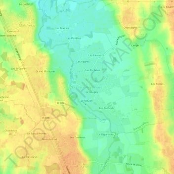 Topografische Karte Cras-sur-Reyssouze, Höhe, Relief
