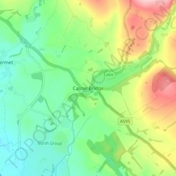 Topografische Karte Calder Bridge, Höhe, Relief
