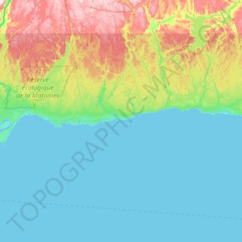 Topografische Karte Îles du Crique à Richmond, Höhe, Relief