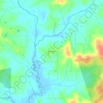 Topografische Karte Bromley, Höhe, Relief