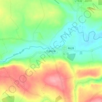 Topografische Karte Conna, Höhe, Relief