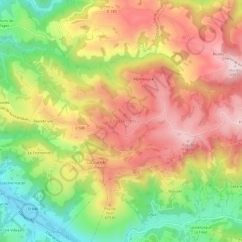 Topografische Karte La Bessenoits, Höhe, Relief