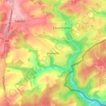 Topografische Karte Honville, Höhe, Relief