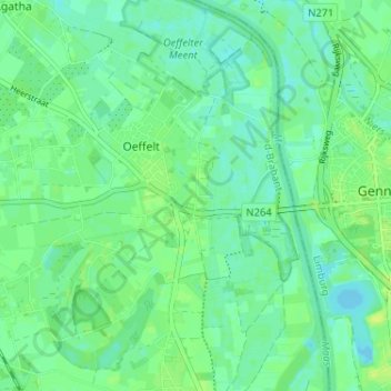 Topografische Karte Hoogeind, Höhe, Relief