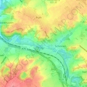 Topografische Karte Heisterbrug, Höhe, Relief