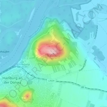 Topografische Karte Braunsberg, Höhe, Relief
