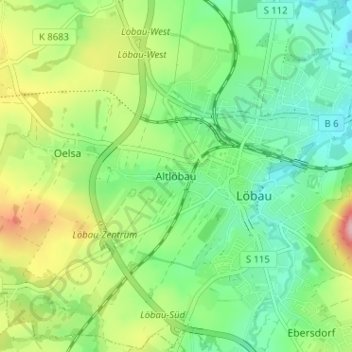 Topografische Karte Altlöbau, Höhe, Relief