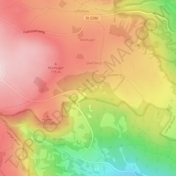 Topografische Karte Steinernes Haus, Höhe, Relief