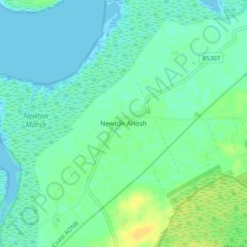 Topografische Karte Newton Arlosh, Höhe, Relief