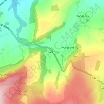 Topografische Karte Charltons, Höhe, Relief