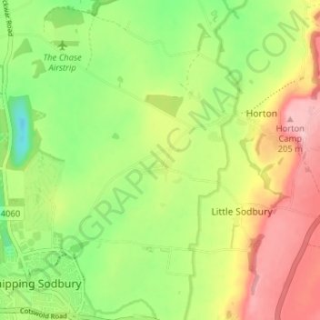 Topografische Karte Little Sodbury End, Höhe, Relief