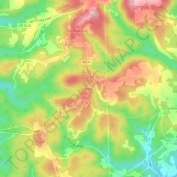 Topografische Karte Jessop, Höhe, Relief