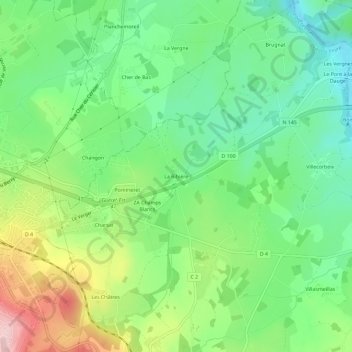 Topografische Karte La Ribière, Höhe, Relief
