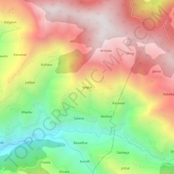 Topografische Karte Bagna, Höhe, Relief