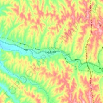 Topografische Karte 高家村镇, Höhe, Relief