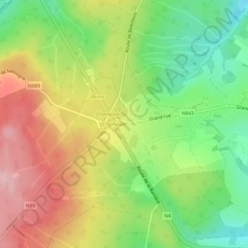 Topografische Karte Barrière de Champlon, Höhe, Relief