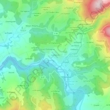 Topografische Karte La Paterie, Höhe, Relief