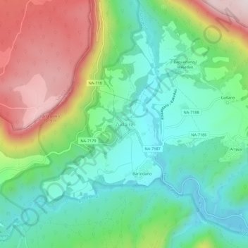 Topografische Karte Zudaire, Höhe, Relief