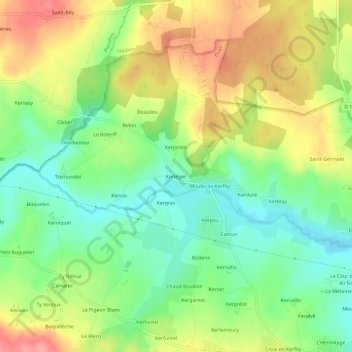Topografische Karte Kerlijer, Höhe, Relief