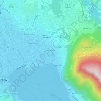 Topografische Karte Sous les Prés, Höhe, Relief