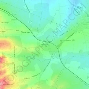 Topografische Karte La Tuilerie, Höhe, Relief