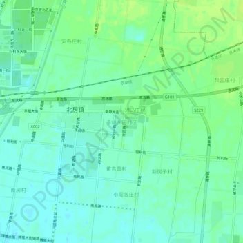 Topografische Karte 幸福东园社区, Höhe, Relief