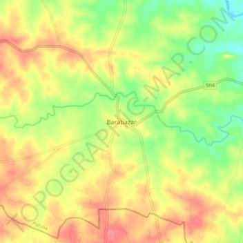 Topografische Karte Barabazar, Höhe, Relief