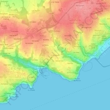 Topografische Karte Le Cosquer, Höhe, Relief