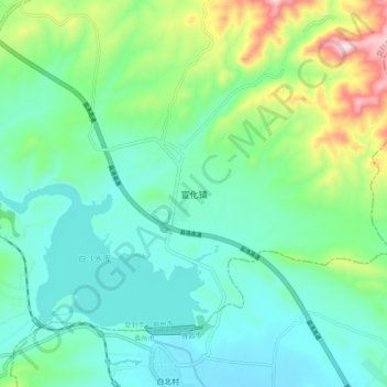 Topografische Karte 宣化镇, Höhe, Relief