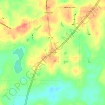 Topografische Karte Moncrief, Höhe, Relief