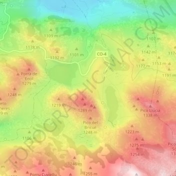 Topografische Karte Lagos de Covadonga, Höhe, Relief