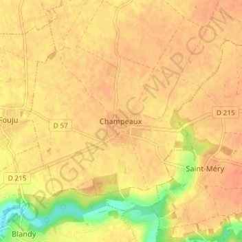 Topografische Karte Champeaux, Höhe, Relief