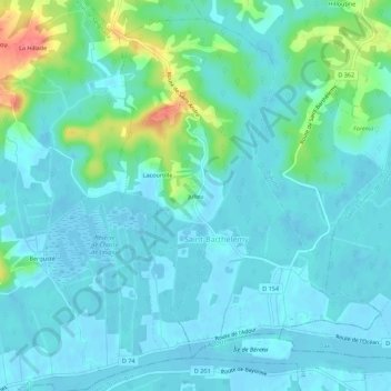 Topografische Karte Julieu, Höhe, Relief