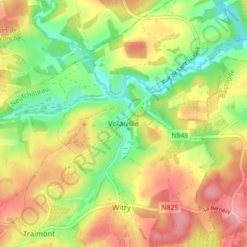 Topografische Karte Volaiville, Höhe, Relief