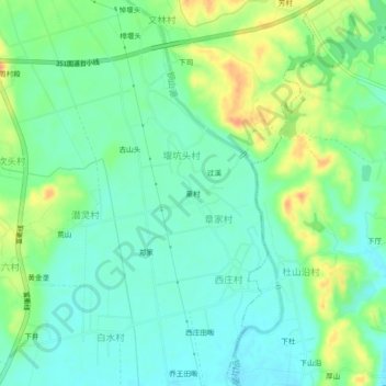 Topografische Karte 童村, Höhe, Relief