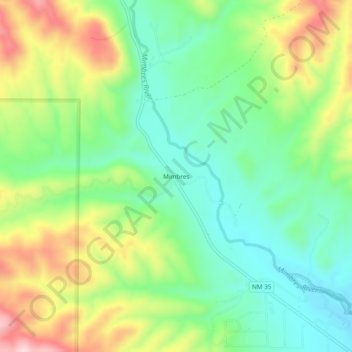 Topografische Karte Mimbres, Höhe, Relief