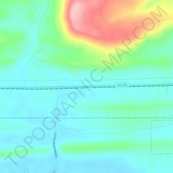 Topografische Karte Hughes, Höhe, Relief