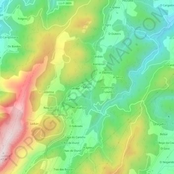 Topografische Karte Barces, Höhe, Relief