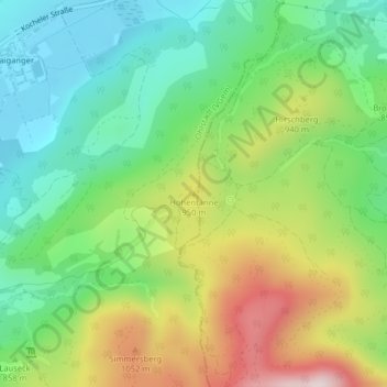 Topografische Karte Hohentanne, Höhe, Relief