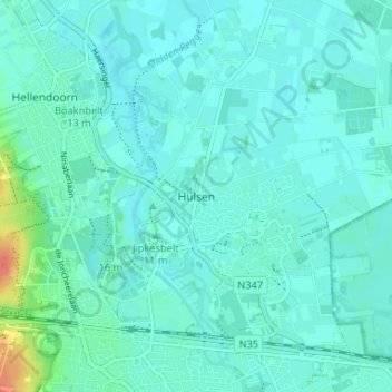 Topografische Karte Hulsen, Höhe, Relief