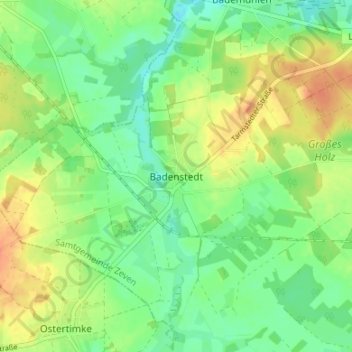 Topografische Karte Badenstedt, Höhe, Relief