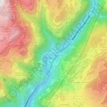 Topografische Karte Atzwang, Höhe, Relief