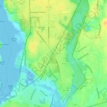 Topografische Karte Rumford, Höhe, Relief