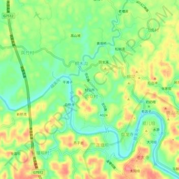 Topografische Karte 村公所, Höhe, Relief